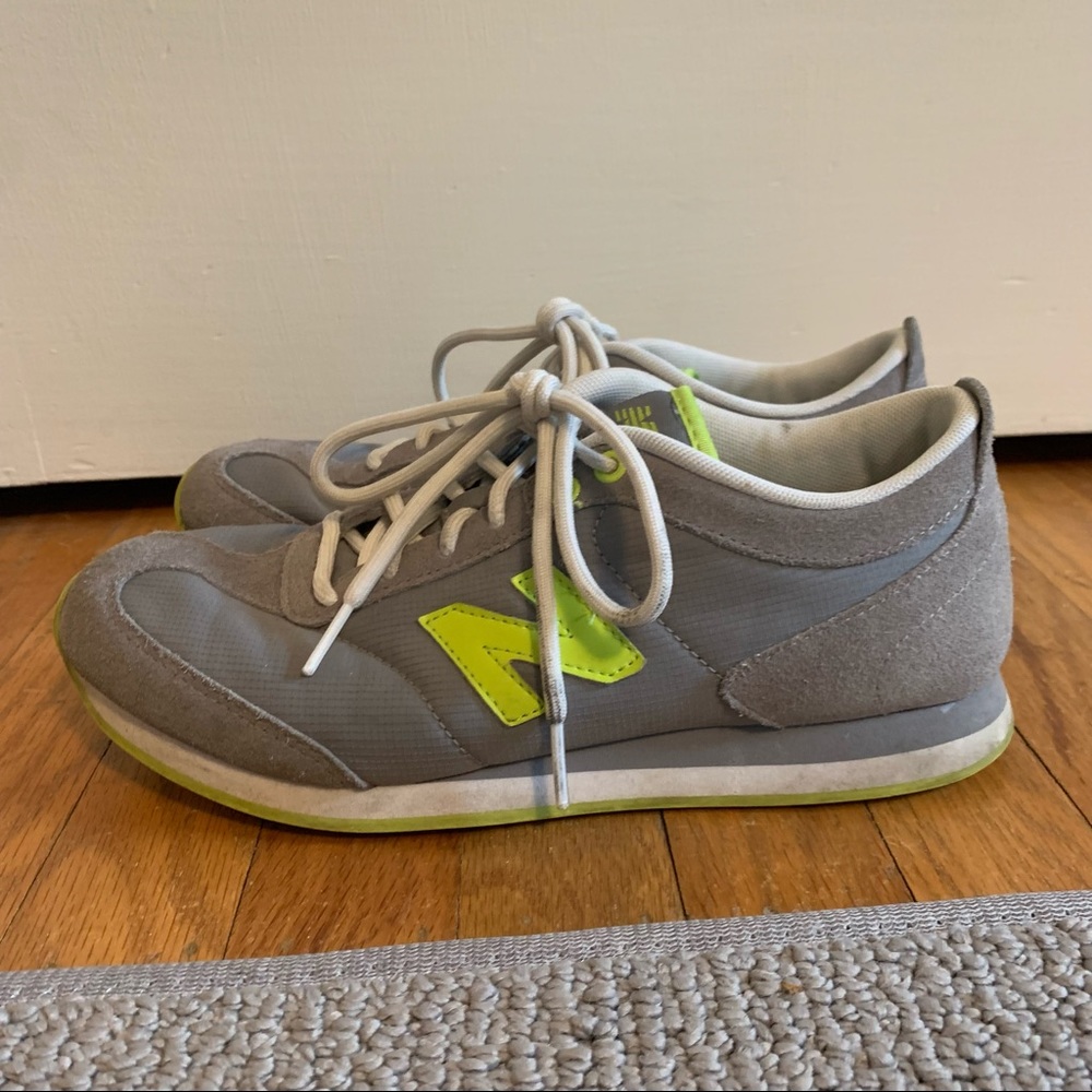 New Balance gray and green 500 v2 retro sneaker